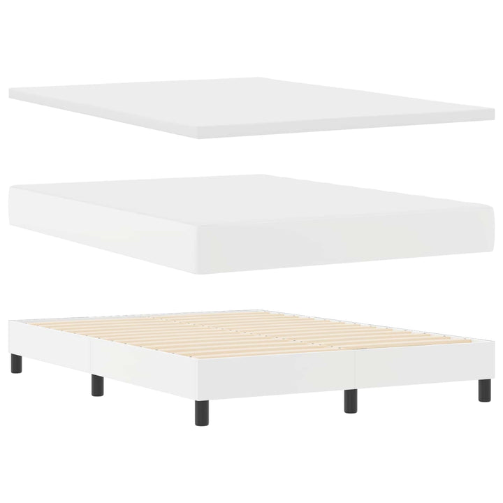 Box spring seng med madras Hvid 140 x 190 cm Kunstlæder