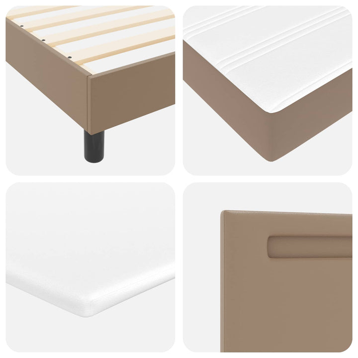 Box spring seng med madras Cappuccino 140 x 190 cm Kunstlæder
