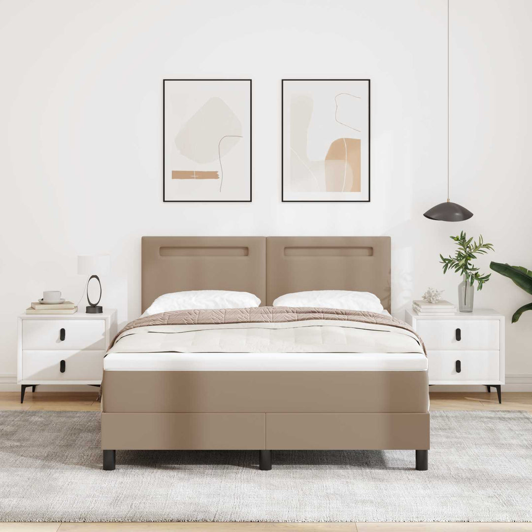 Box spring seng med madras Cappuccino 140 x 190 cm Kunstlæder
