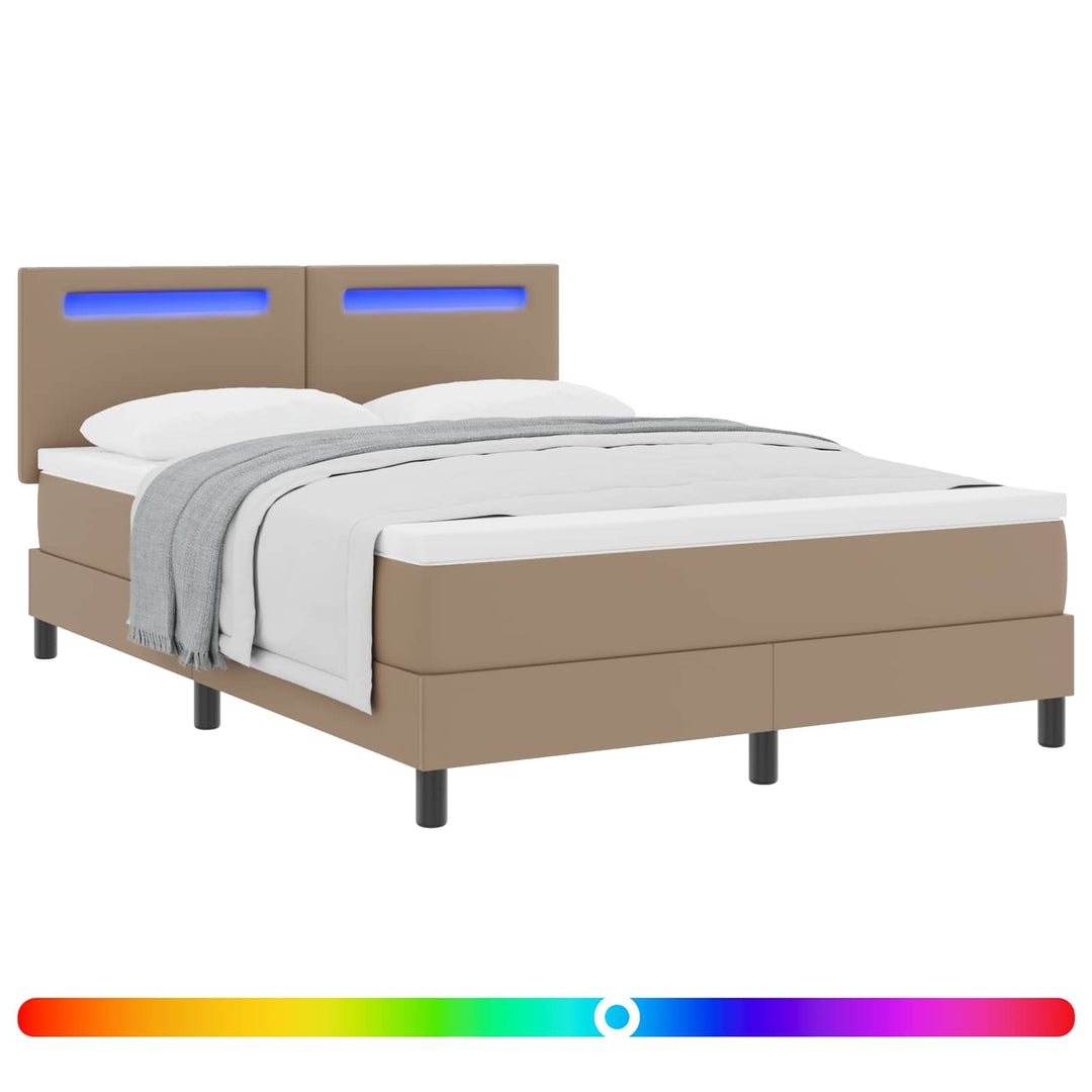 Box spring seng med madras Cappuccino 140 x 190 cm Kunstlæder