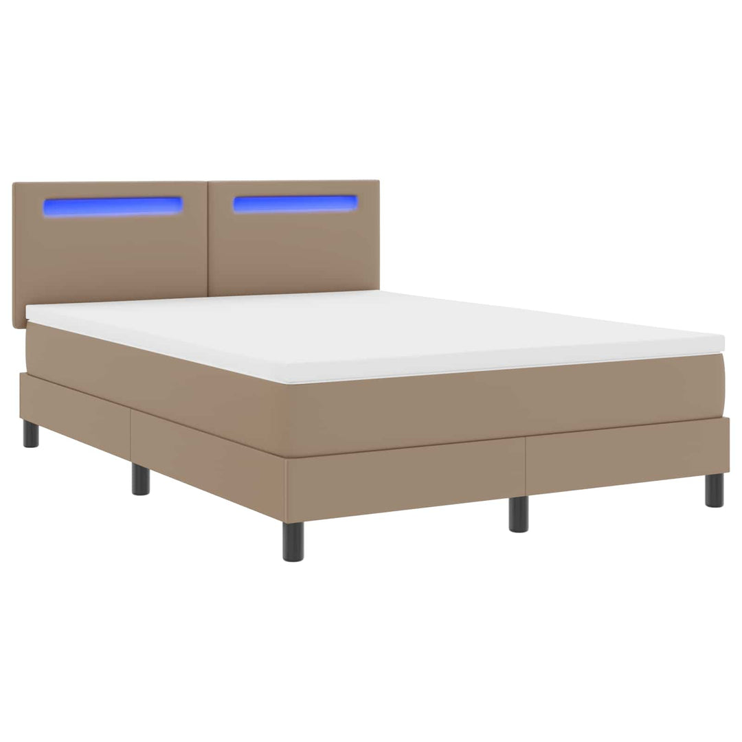 Box spring seng med madras Cappuccino 140 x 190 cm Kunstlæder