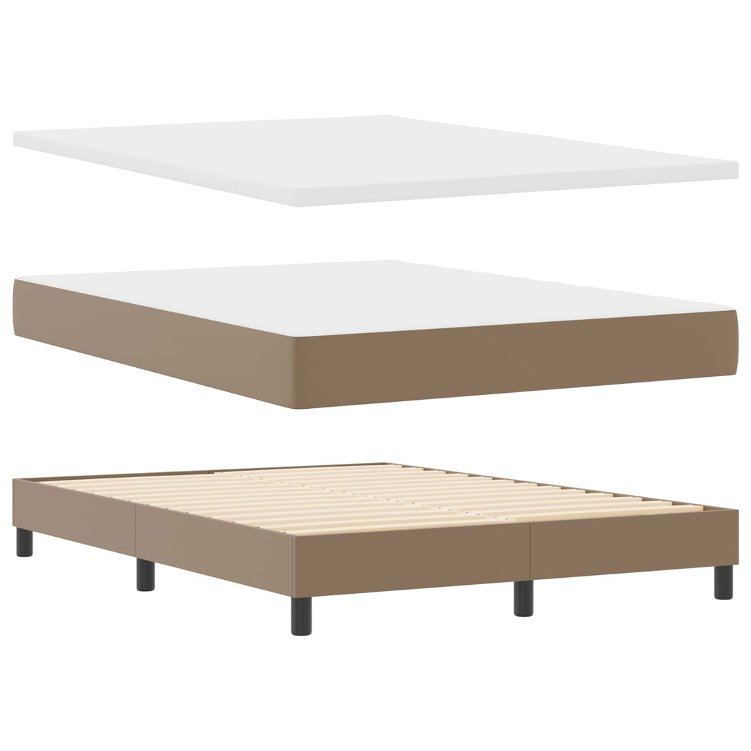 Box spring seng med madras Cappuccino 140 x 190 cm Kunstlæder