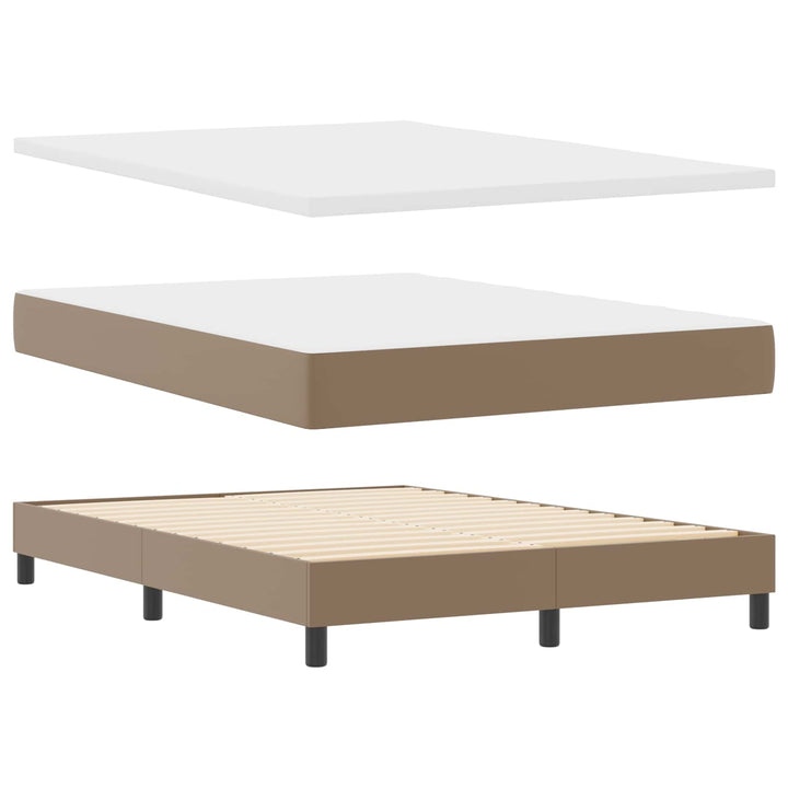 Box spring seng med madras Cappuccino 140 x 190 cm Kunstlæder