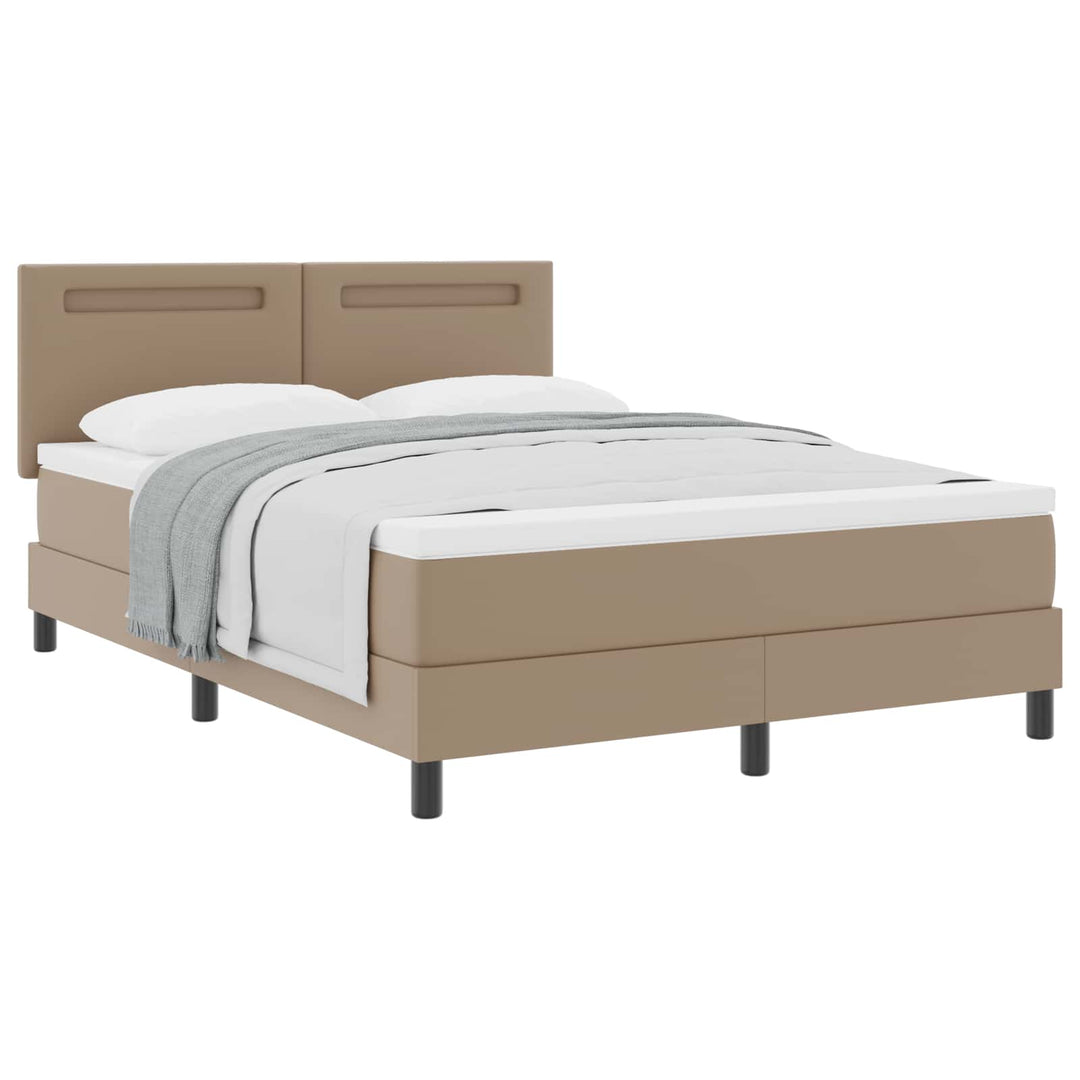 Box spring seng med madras Cappuccino 140 x 190 cm Kunstlæder