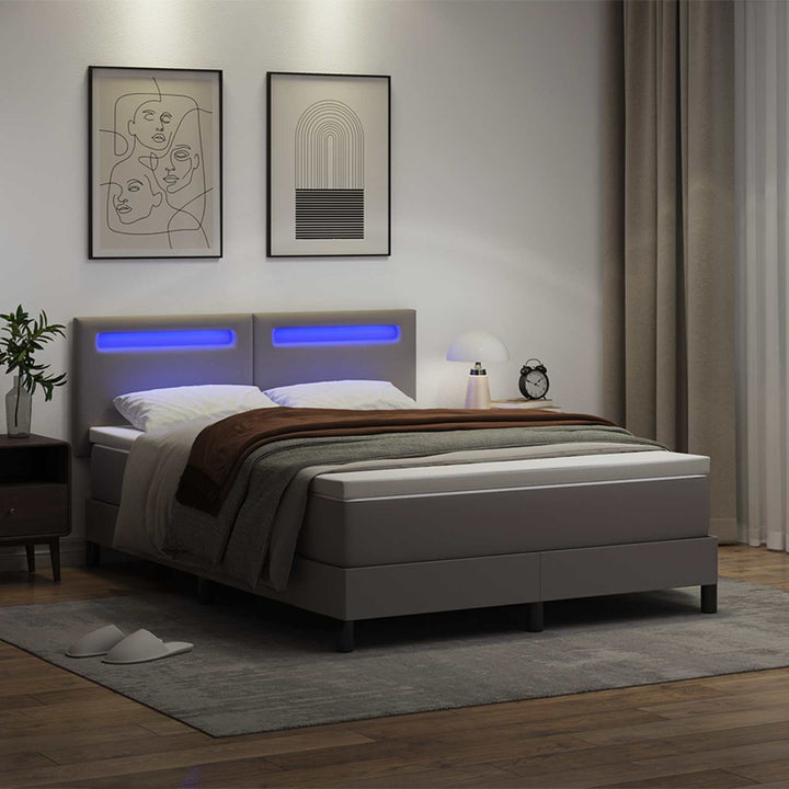Box spring seng med madras Grå 140 x 200 cm Kunstlæder