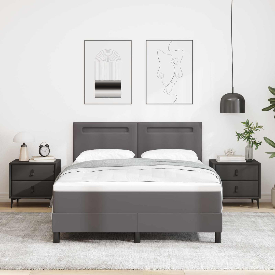 Box spring seng med madras Grå 140 x 200 cm Kunstlæder