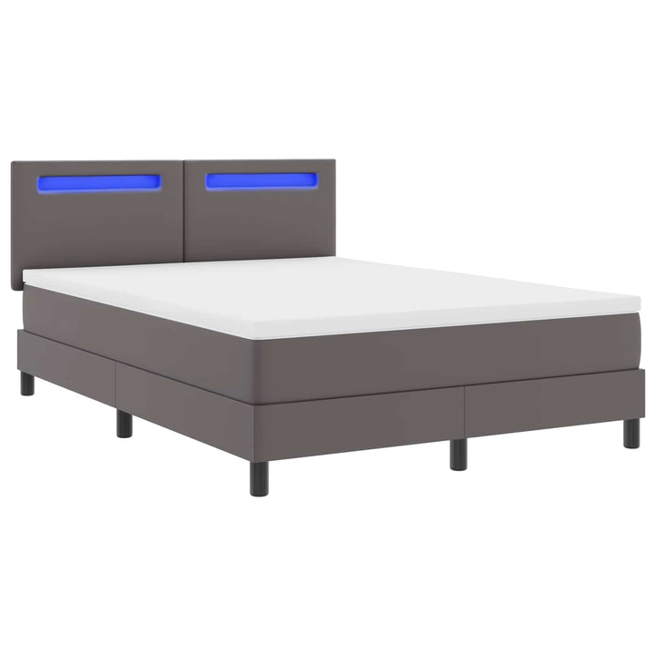 Box spring seng med madras Grå 140 x 200 cm Kunstlæder