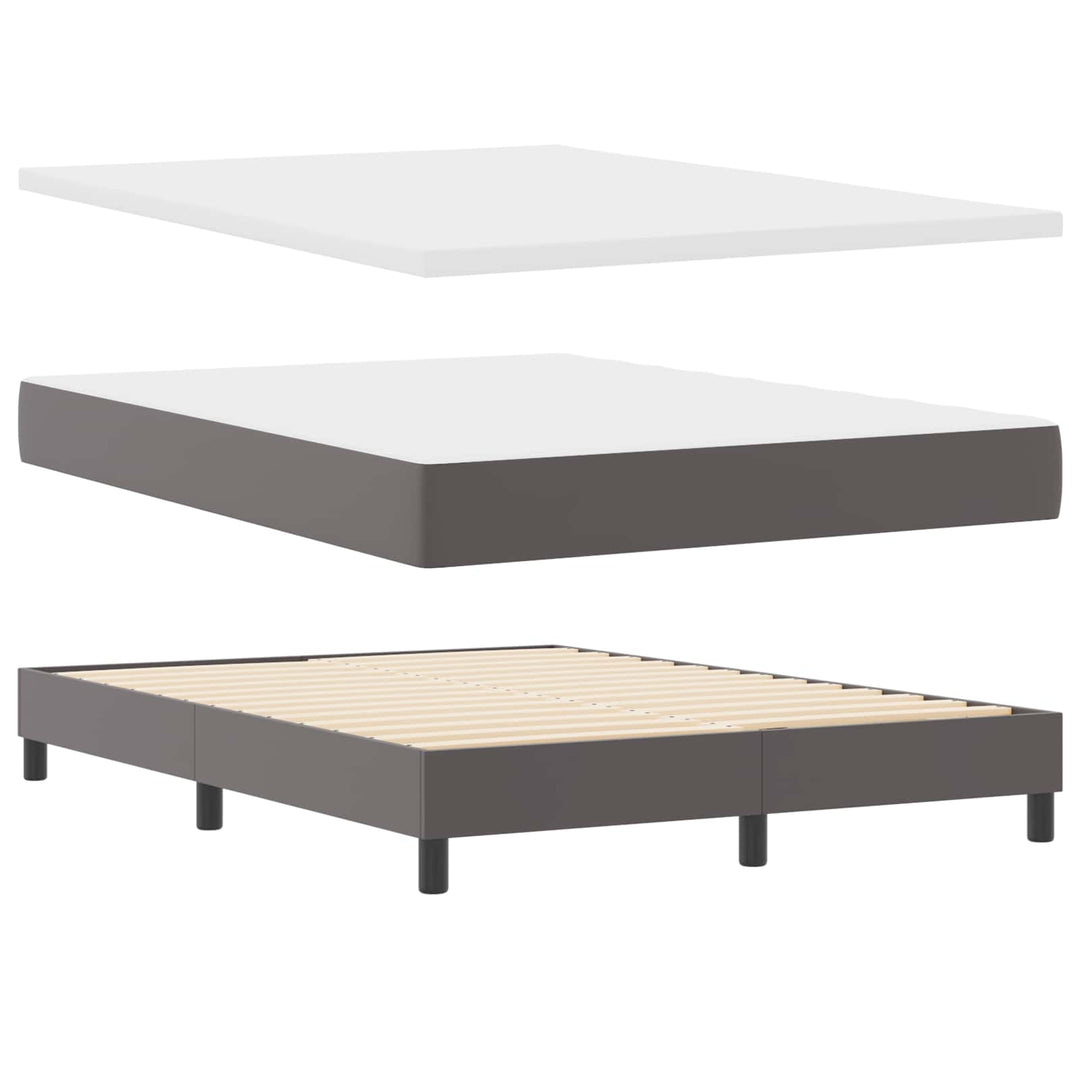 Box spring seng med madras Grå 140 x 200 cm Kunstlæder