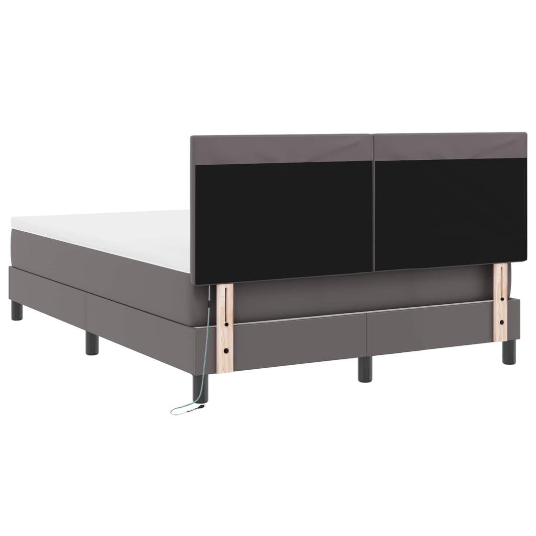 Box spring seng med madras Grå 140 x 200 cm Kunstlæder