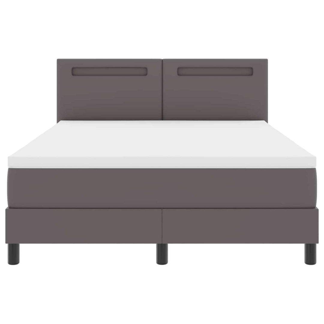 Box spring seng med madras Grå 140 x 200 cm Kunstlæder