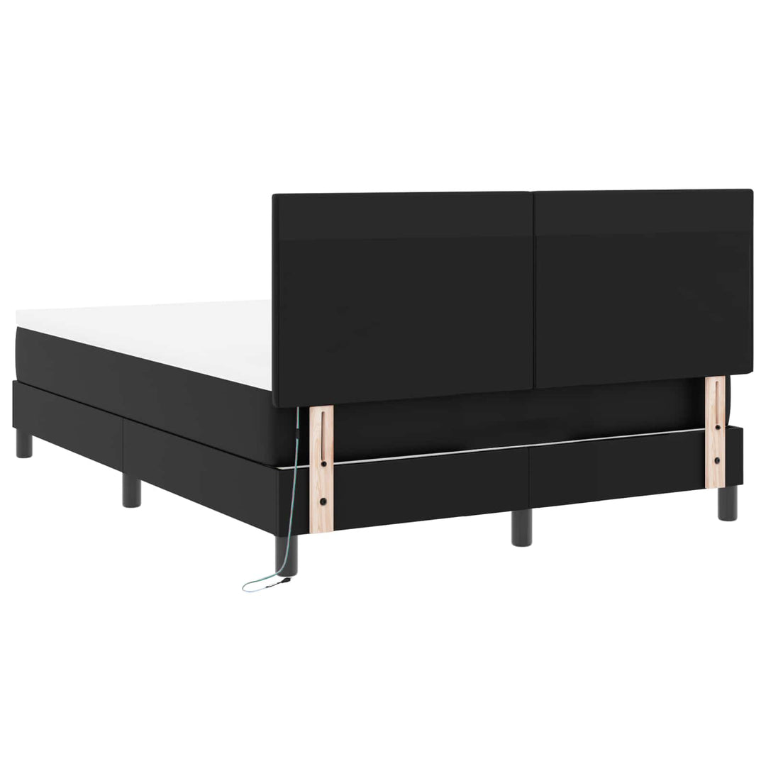 Box spring seng med madras Sort 160 x 200 cm Kunstlæder