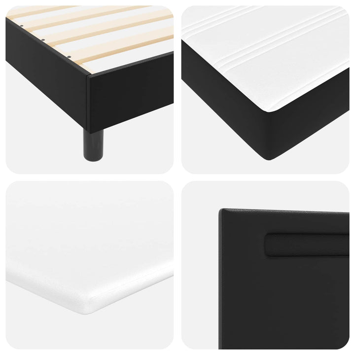 Box spring seng med hovedgærde Sort 180 x 200 cm Kunstlæder