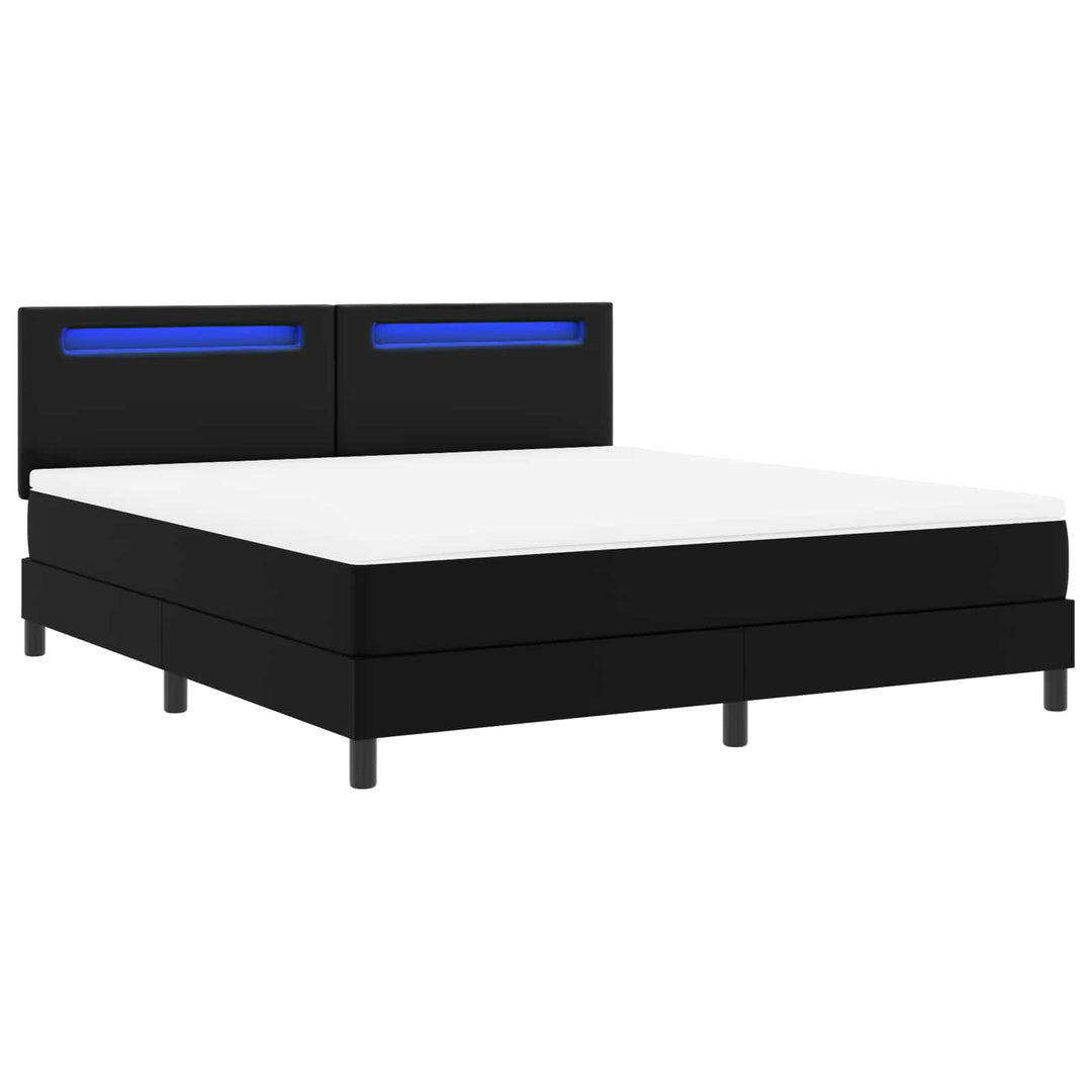 Box spring seng med hovedgærde Sort 180 x 200 cm Kunstlæder