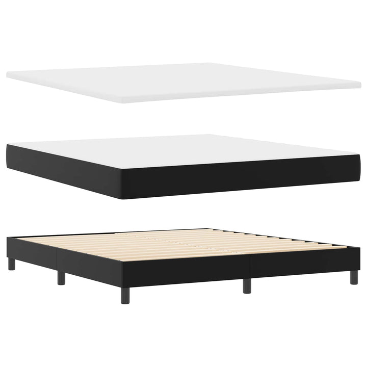 Box spring seng med hovedgærde Sort 180 x 200 cm Kunstlæder