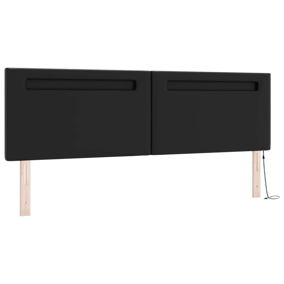 Box spring seng med hovedgærde Sort 180 x 200 cm Kunstlæder