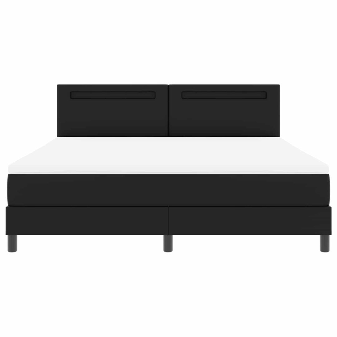 Box spring seng med hovedgærde Sort 180 x 200 cm Kunstlæder