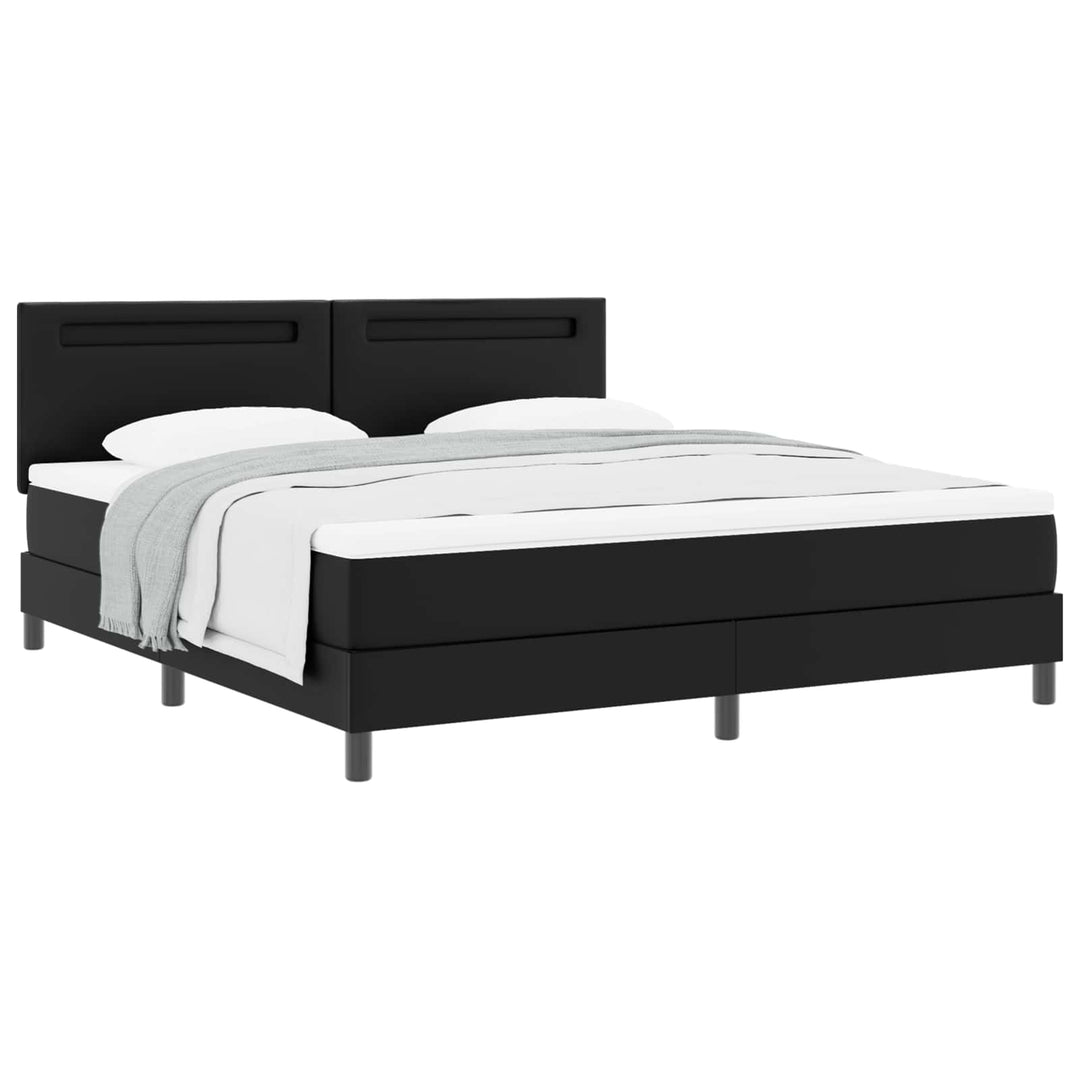 Box spring seng med hovedgærde Sort 180 x 200 cm Kunstlæder