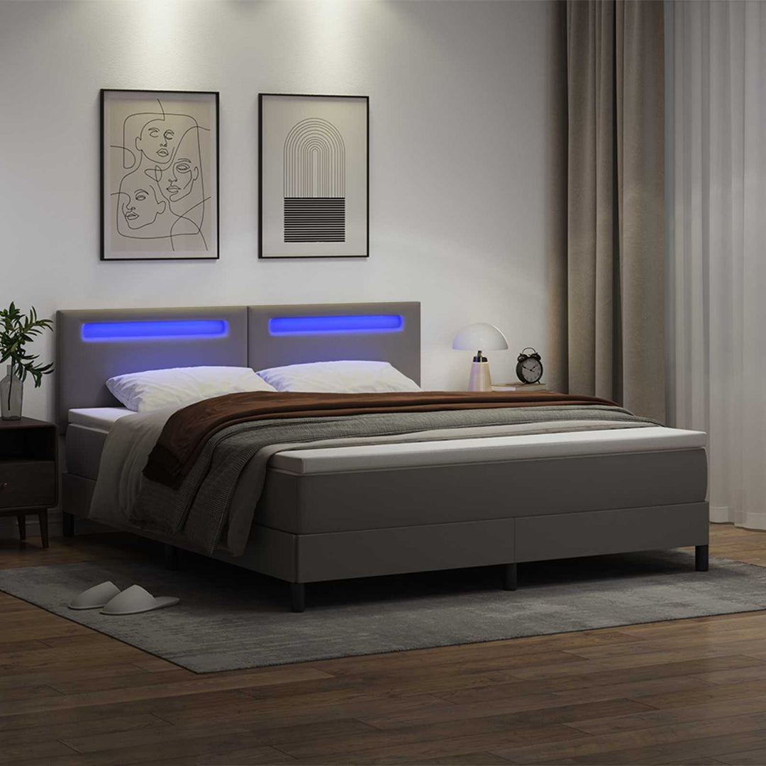 Box spring seng med madras Grå 180 x 200 cm Kunstlæder