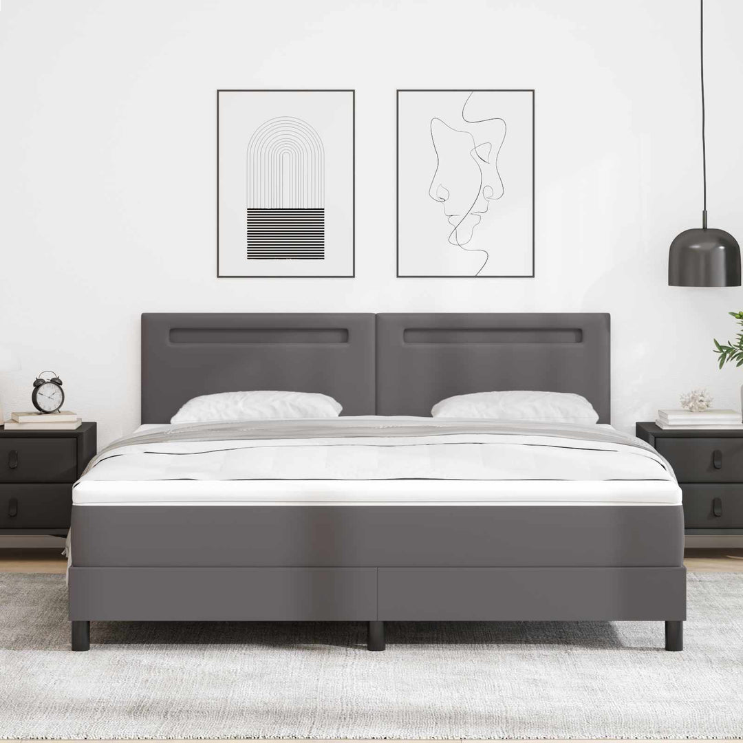 Box spring seng med madras Grå 180 x 200 cm Kunstlæder