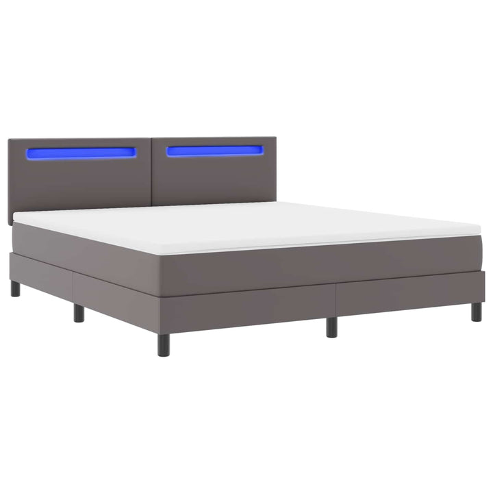Box spring seng med madras Grå 180 x 200 cm Kunstlæder