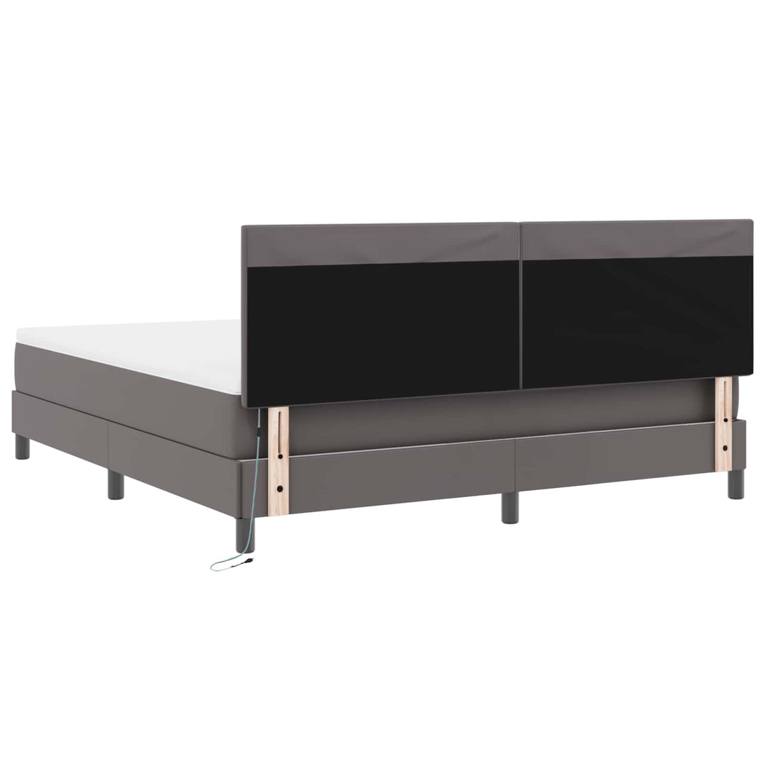 Box spring seng med madras Grå 180 x 200 cm Kunstlæder