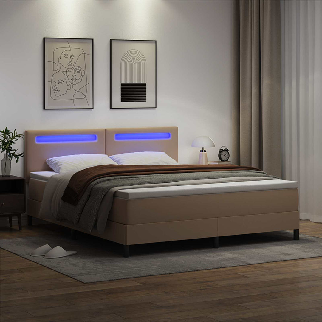 Box spring seng med madras Cappuccino 180 x 200 cm Kunstlæder