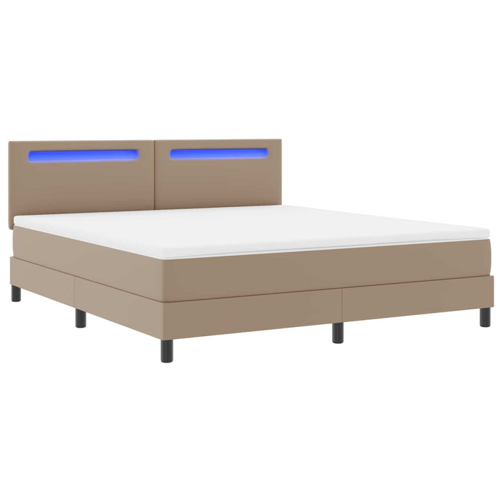 Box spring seng med madras Cappuccino 180 x 200 cm Kunstlæder