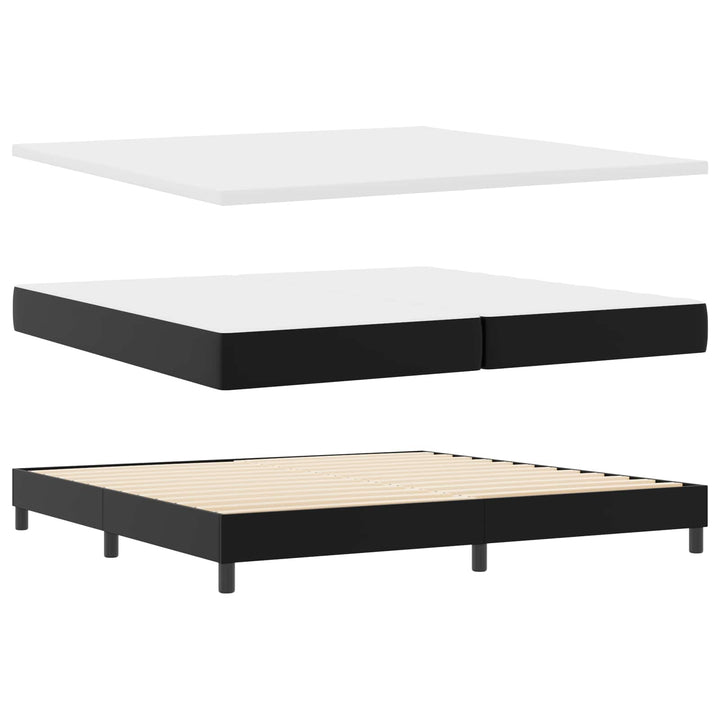 Box spring seng med madras med LED Sort 200 x 200 cm Kunstlæder