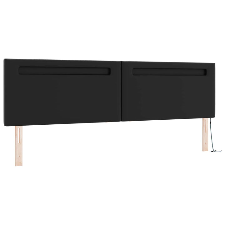 Box spring seng med madras med LED Sort 200 x 200 cm Kunstlæder