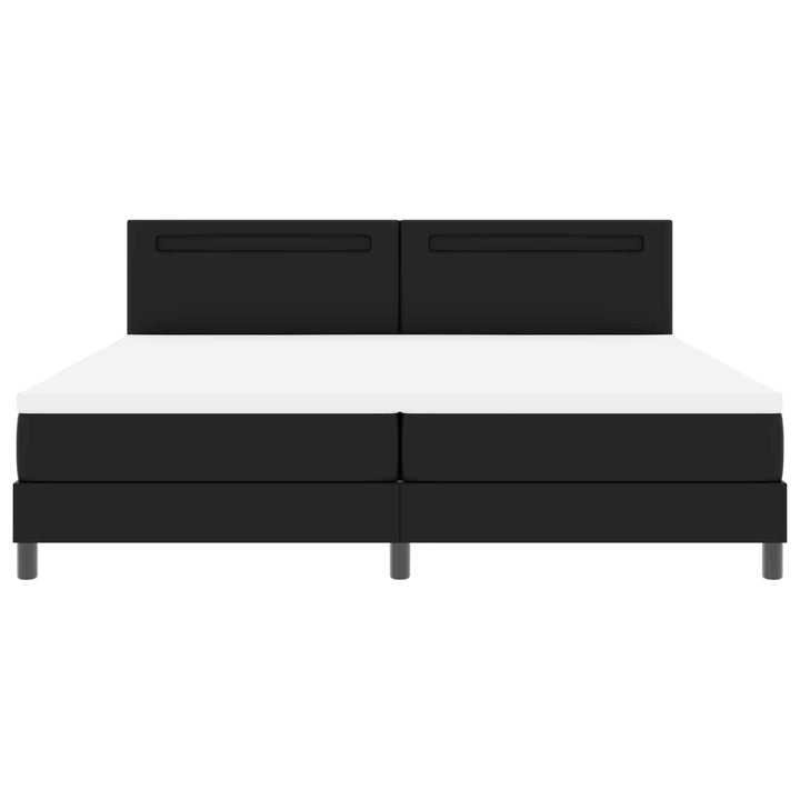 Box spring seng med madras med LED Sort 200 x 200 cm Kunstlæder