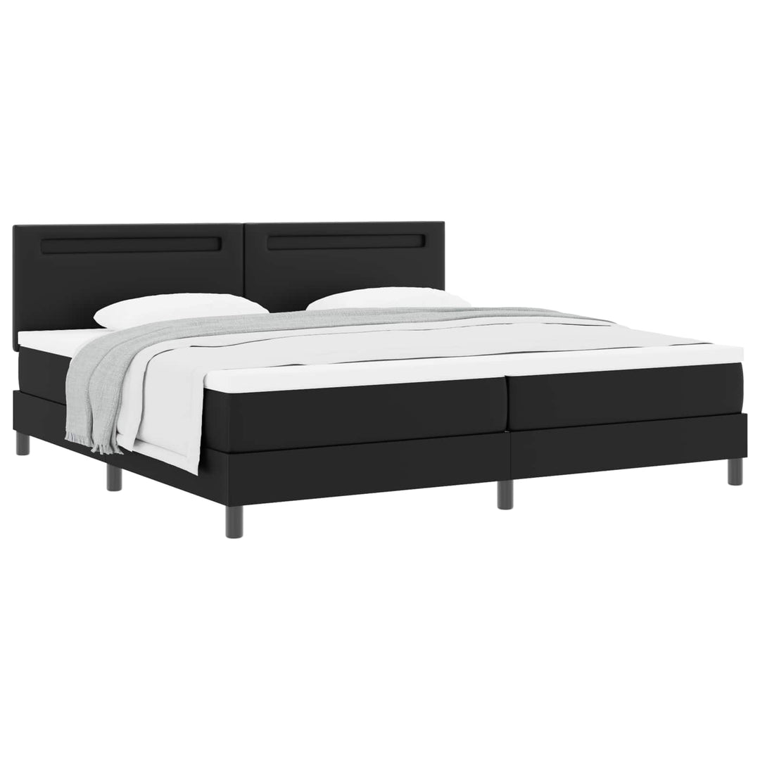 Box spring seng med madras med LED Sort 200 x 200 cm Kunstlæder