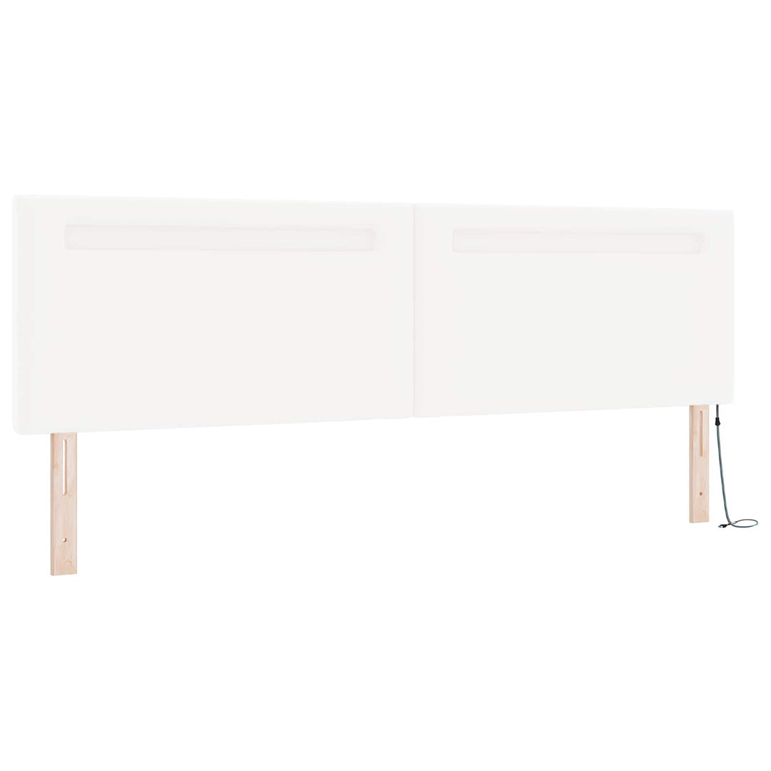 Box spring seng med madras med LED Hvid 200 x 200 cm Kunstlæder