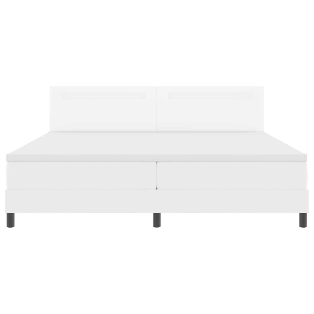 Box spring seng med madras med LED Hvid 200 x 200 cm Kunstlæder