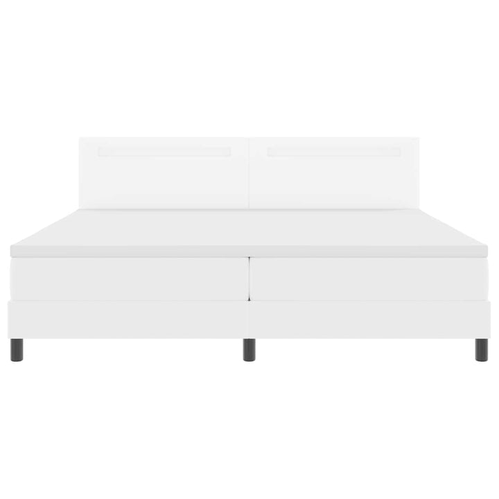 Box spring seng med madras med LED Hvid 200 x 200 cm Kunstlæder