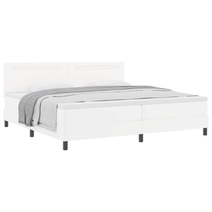 Box spring seng med madras med LED Hvid 200 x 200 cm Kunstlæder