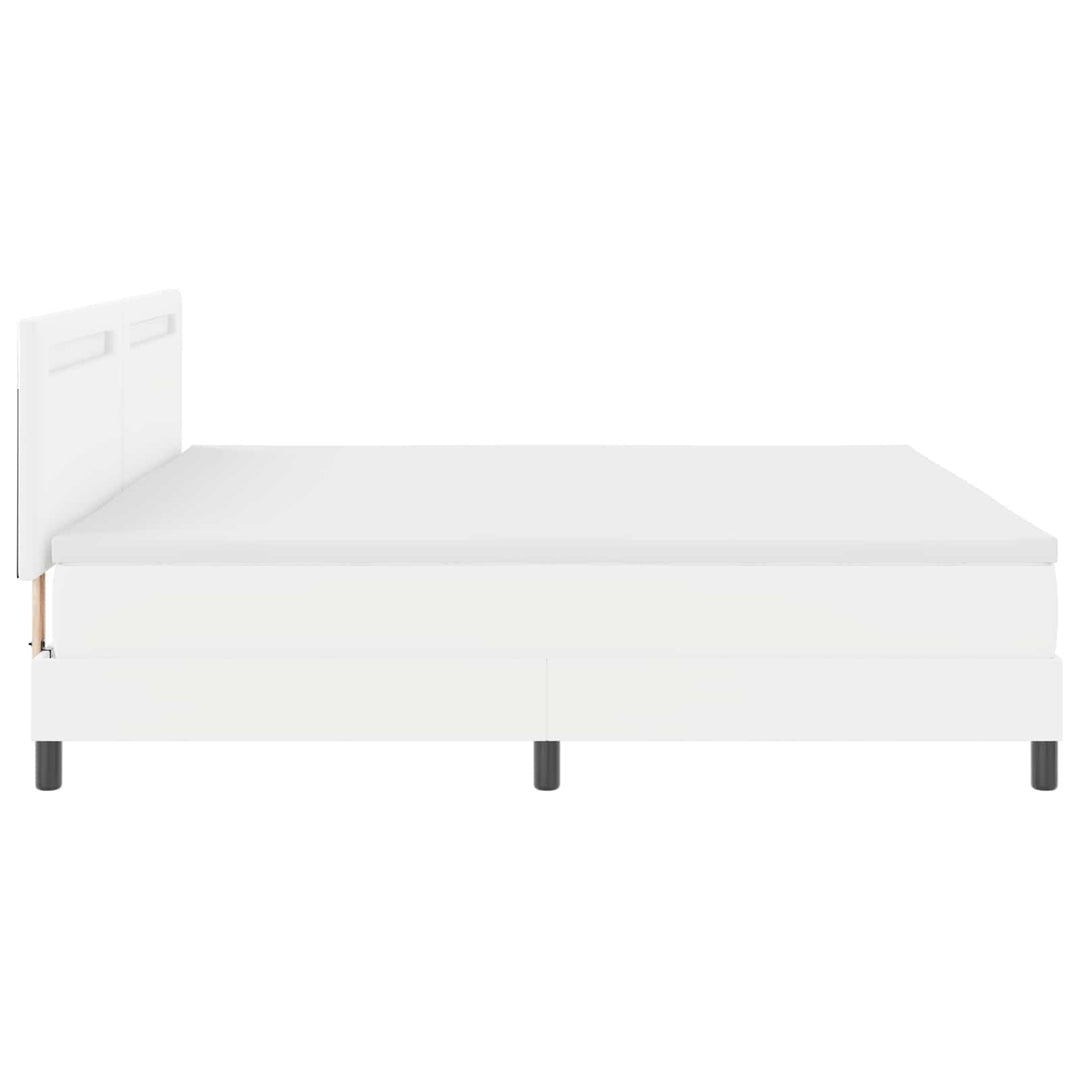 Box spring seng med madras med LED Hvid 200 x 200 cm Kunstlæder