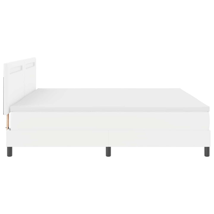Box spring seng med madras med LED Hvid 200 x 200 cm Kunstlæder