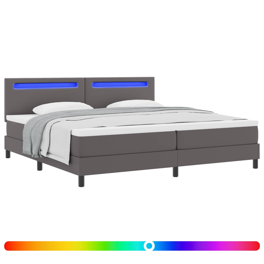 Box spring seng med madras Grå 200 x 200 cm Kunstlæder