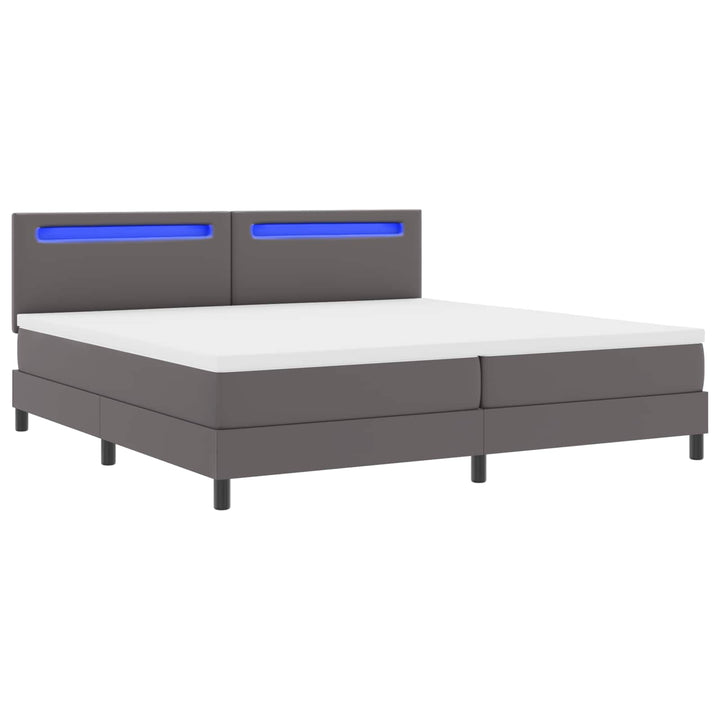 Box spring seng med madras Grå 200 x 200 cm Kunstlæder
