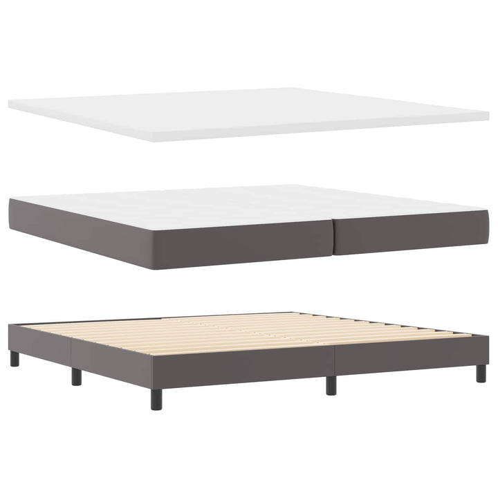 Box spring seng med madras Grå 200 x 200 cm Kunstlæder