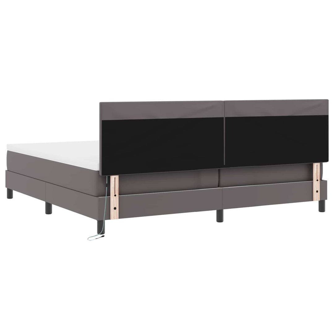 Box spring seng med madras Grå 200 x 200 cm Kunstlæder