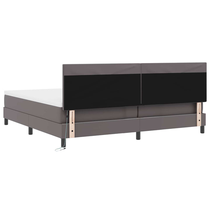Box spring seng med madras Grå 200 x 200 cm Kunstlæder