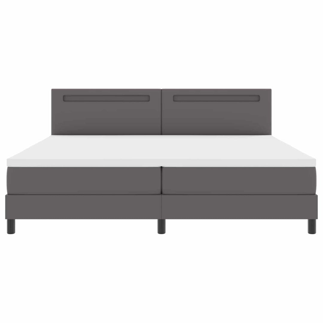 Box spring seng med madras Grå 200 x 200 cm Kunstlæder