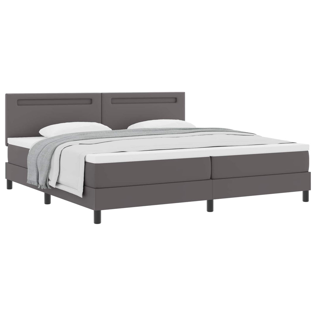 Box spring seng med madras Grå 200 x 200 cm Kunstlæder