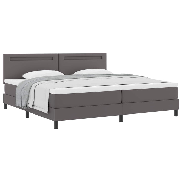 Box spring seng med madras Grå 200 x 200 cm Kunstlæder