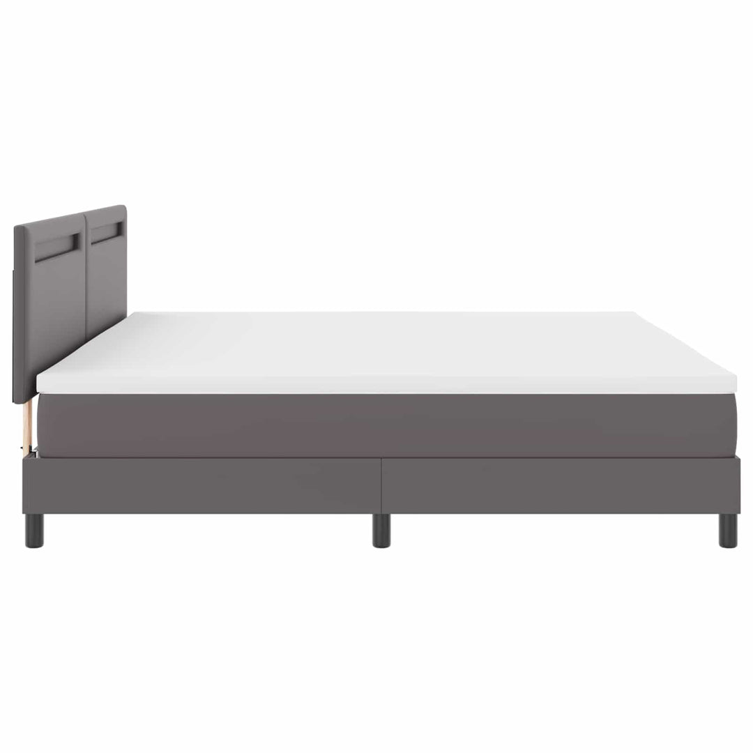 Box spring seng med madras Grå 200 x 200 cm Kunstlæder