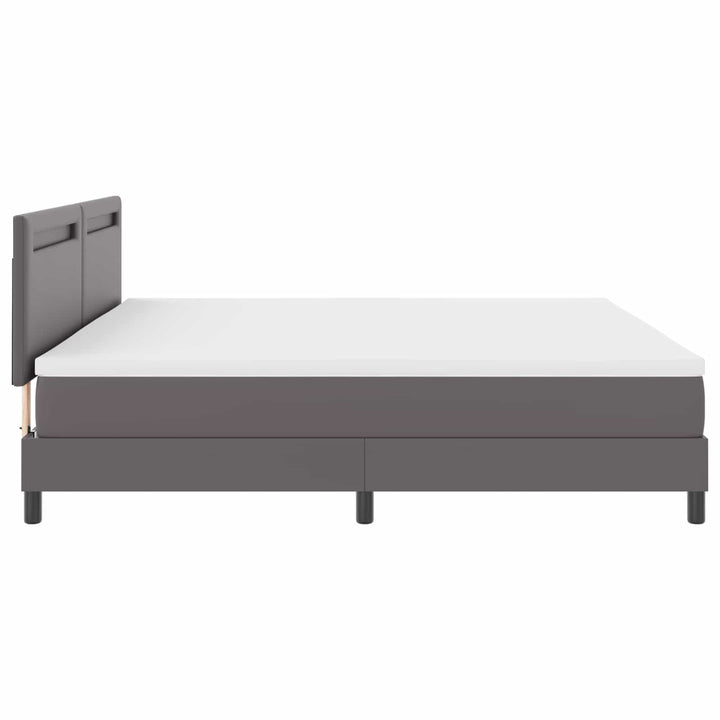 Box spring seng med madras Grå 200 x 200 cm Kunstlæder