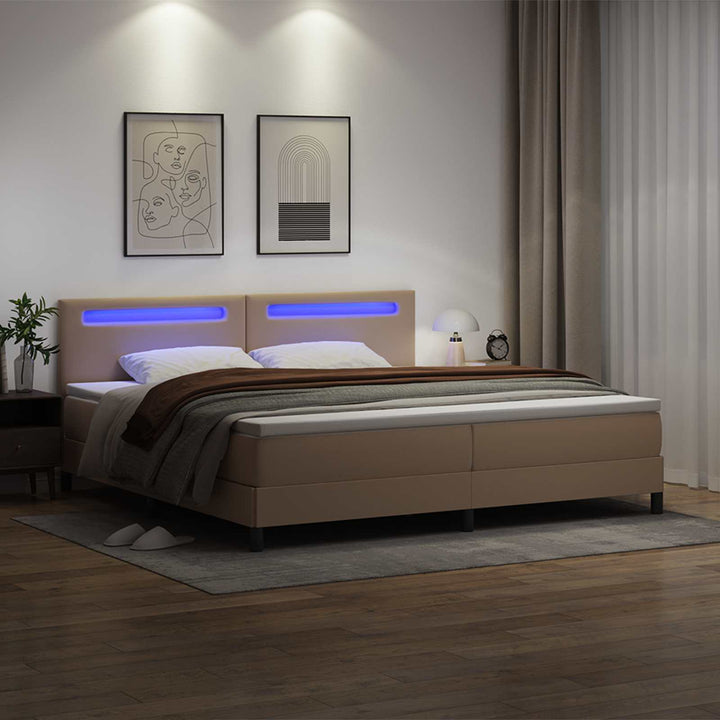 Box spring seng med madras Cappuccino 200 x 200 cm Kunstlæder