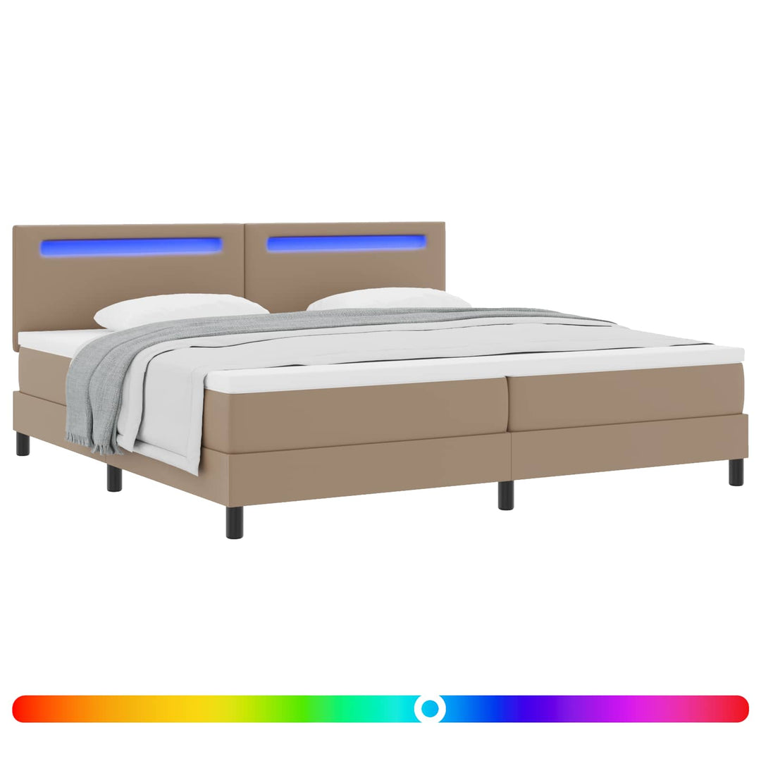 Box spring seng med madras Cappuccino 200 x 200 cm Kunstlæder