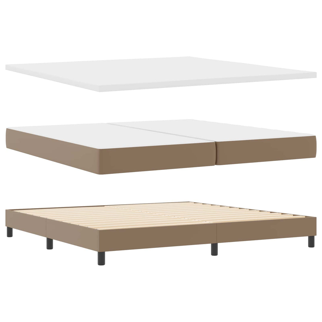 Box spring seng med madras Cappuccino 200 x 200 cm Kunstlæder